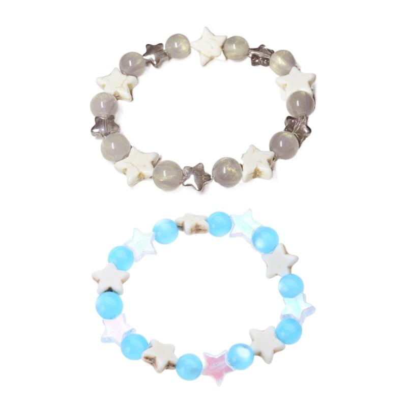 Harajuku Aesthetic Bracelet Elastic Wrist Chain Trendy Star Beaded Bangle Fashionable Hand Jewelry Pieces Birthday Gift