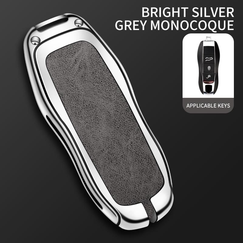 Leather Car Metal Key Case Cover Shell Fob For Porsche Panamera Cayenne 971 911 9YA Macan Boxster Keychain Accessories