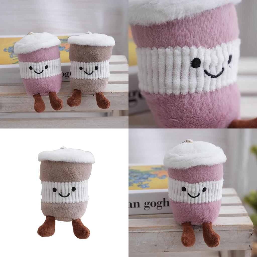 Plush Keychain Cute Cartoon Coffee Cup Pendant With Pp Cotton Filling For Bag Decor And Gift