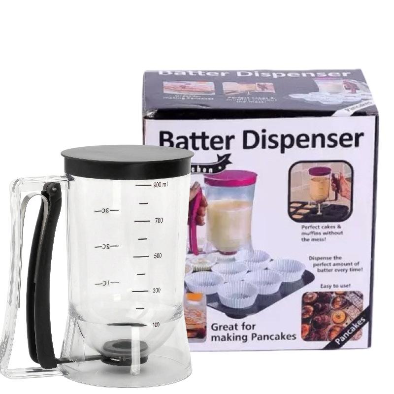 Batter Separator Dispenser with Measuring Label Squeeze Handle for Pancake Cookie Cake Waffle Batter Storage 900ml чёрный