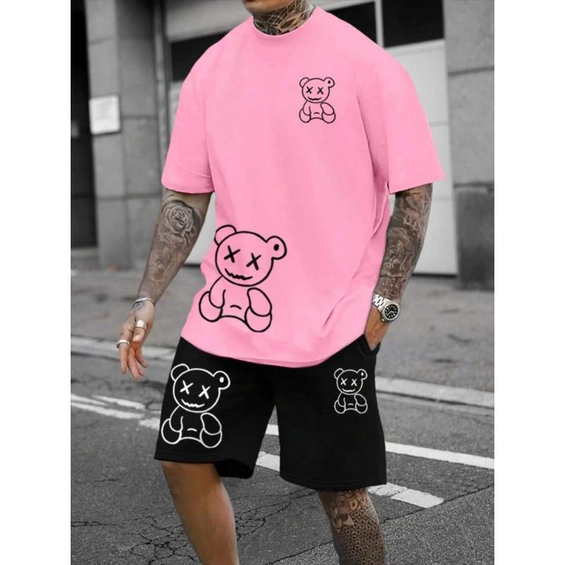 2 Piece Set Summer 2025 Men's Daily T-shirt And Beach Shorts Set Outdoor Casual Men's Short Sleeves Street Style Men's Shorts