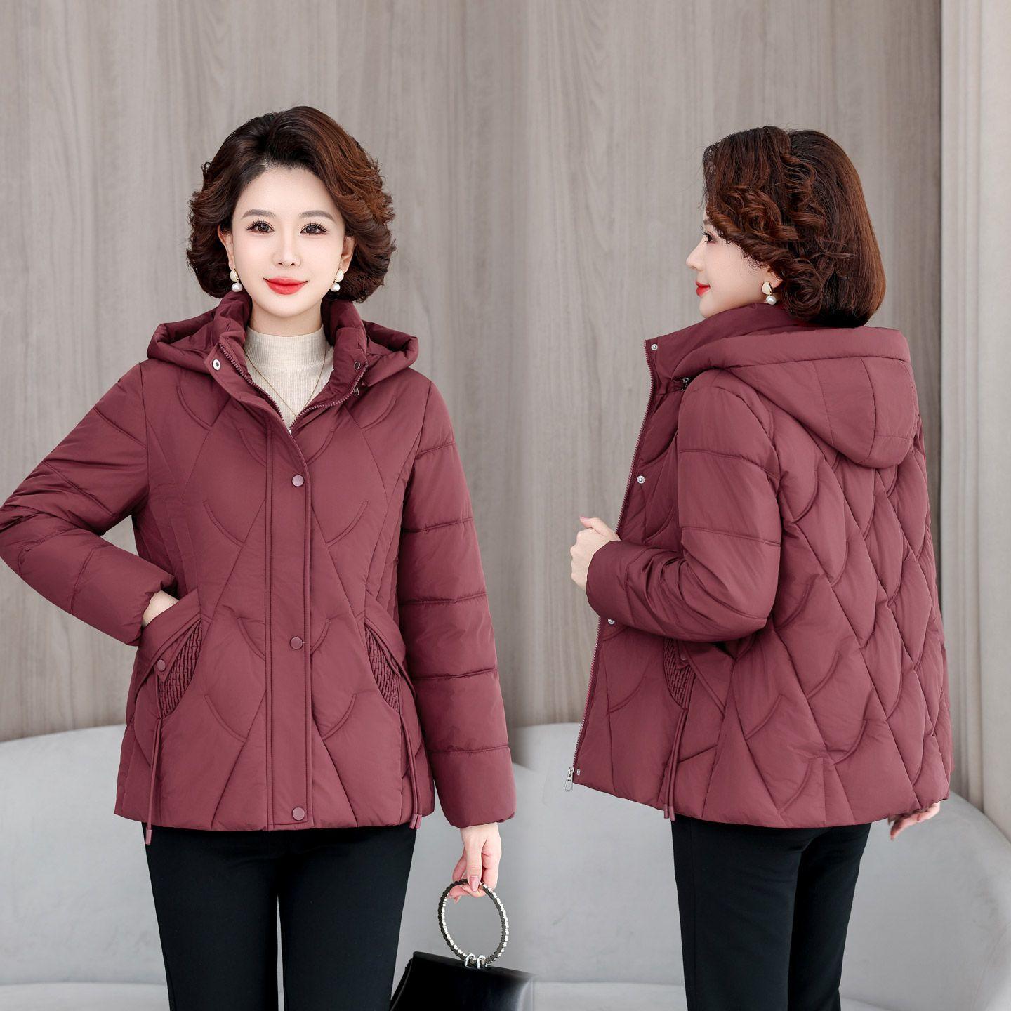 

Зимнее теплое хлопковое пальто для женщин Модная утолщенная пуховая куртка для мам среднего возраста Зимняя верхняя одежда L