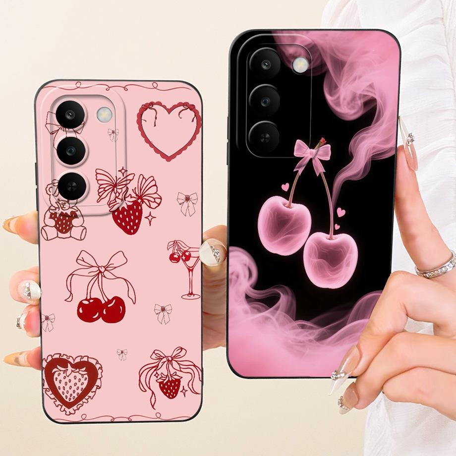 Per Realme C83 C100 Custodia per Telefono Floreale Margherita Estetica Luna Notte Modello Fiocco Funda Copertura Posteriore in Silicone Morbido Opaco Realme P4 Lite