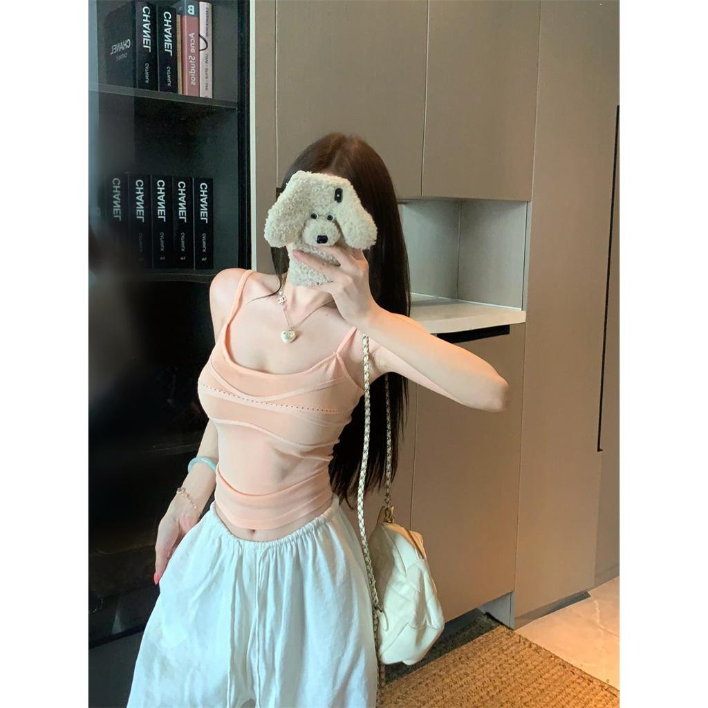 U-neck slim-fitting sling vest women's summer new casual simple and thin versatile short top