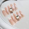 Nail Patch French Fake Nail Removable Nail Light Pink Wave Wearing Nail Art Nail Patch Long Nail Diamond 30 pieces