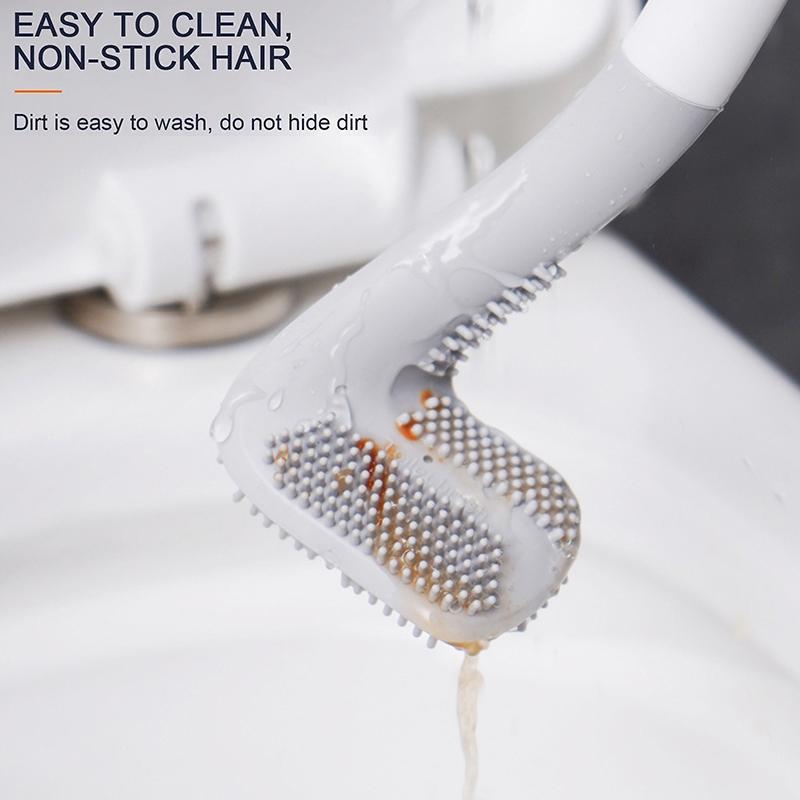 Brosses de Toilette en Silicone à Long Manche Brosse de Nettoyage de Toilette Accessoires de Salle de Bain