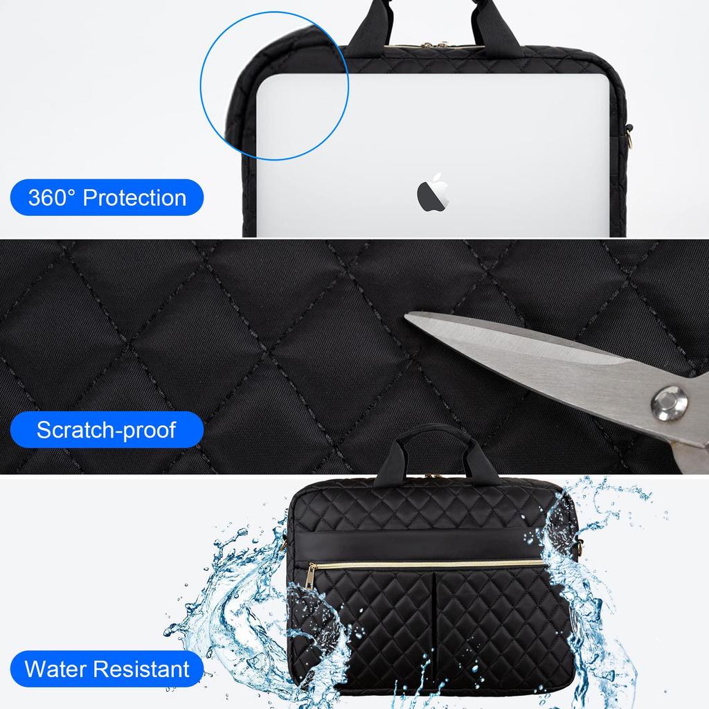 Women's Crossbody Laptop Bag - Single Shoulder Briefcase with Inner Sleeve for 15.6" MacBook Pro