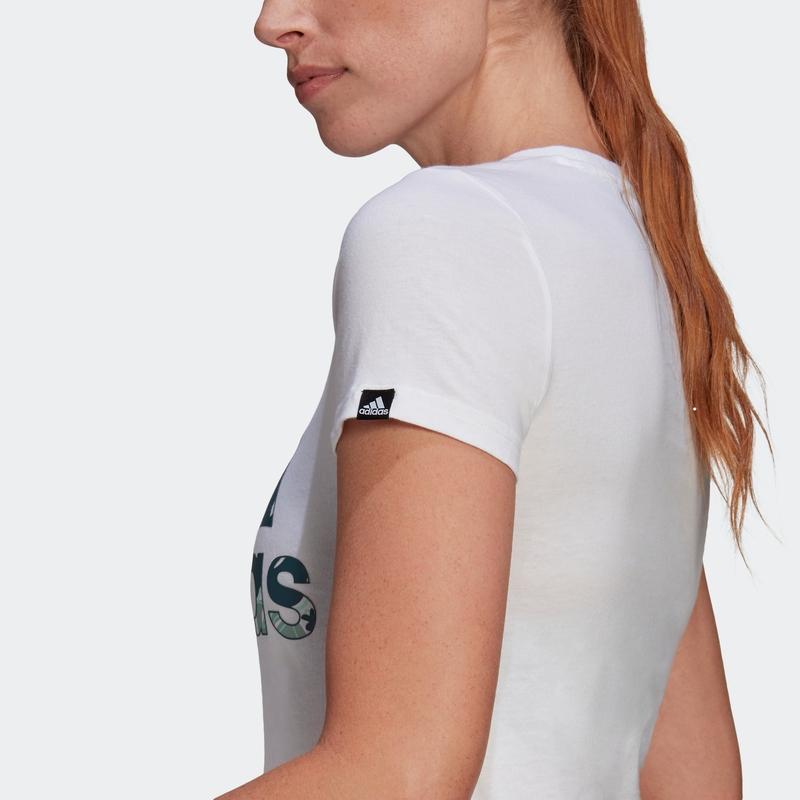 adidas T Shirts Women's White Crew Neck Moderate Straight Fit GL6845