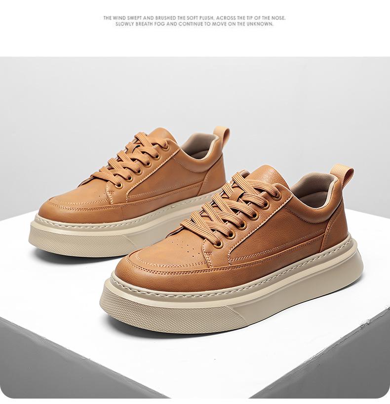 Men's Trendy 2025 Autumn Skate Shoes: Lightweight, Thick Sole, Casual White Sneakers