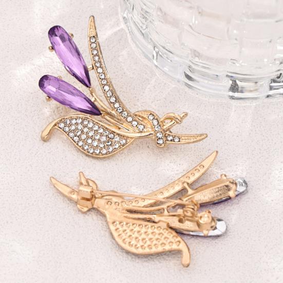 Metal Brooch Pin Ear of Wheat with Rhinestone, Faux Purple Crystal Suit Lapel Pin, Dainty Jewelry for Coats Sweaters Scarves Decorative