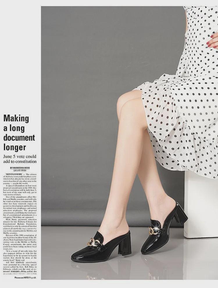 Women's Spring/Summer High-Heeled Closed-Toe Half-Slippers: European & American Style