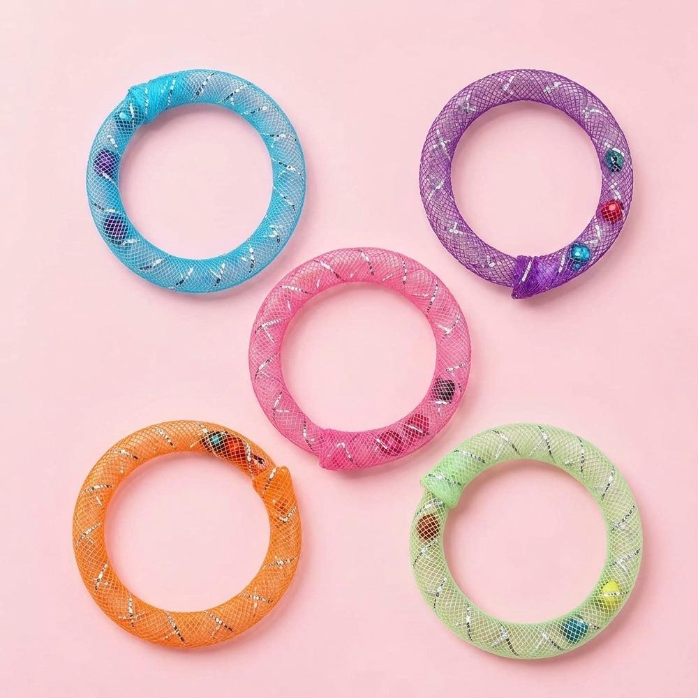 5Pcs Bouncing Spring Circle Bell Cat Toy Bell Sounds Self Play Cat Toy  Pet Entertainment цветной