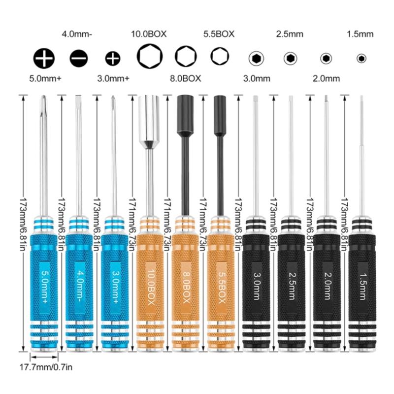 14pc Professional Grade Solid Hexagonal Key Tool Kit For Drones Helicopter Maintenance And Home DIY Projects