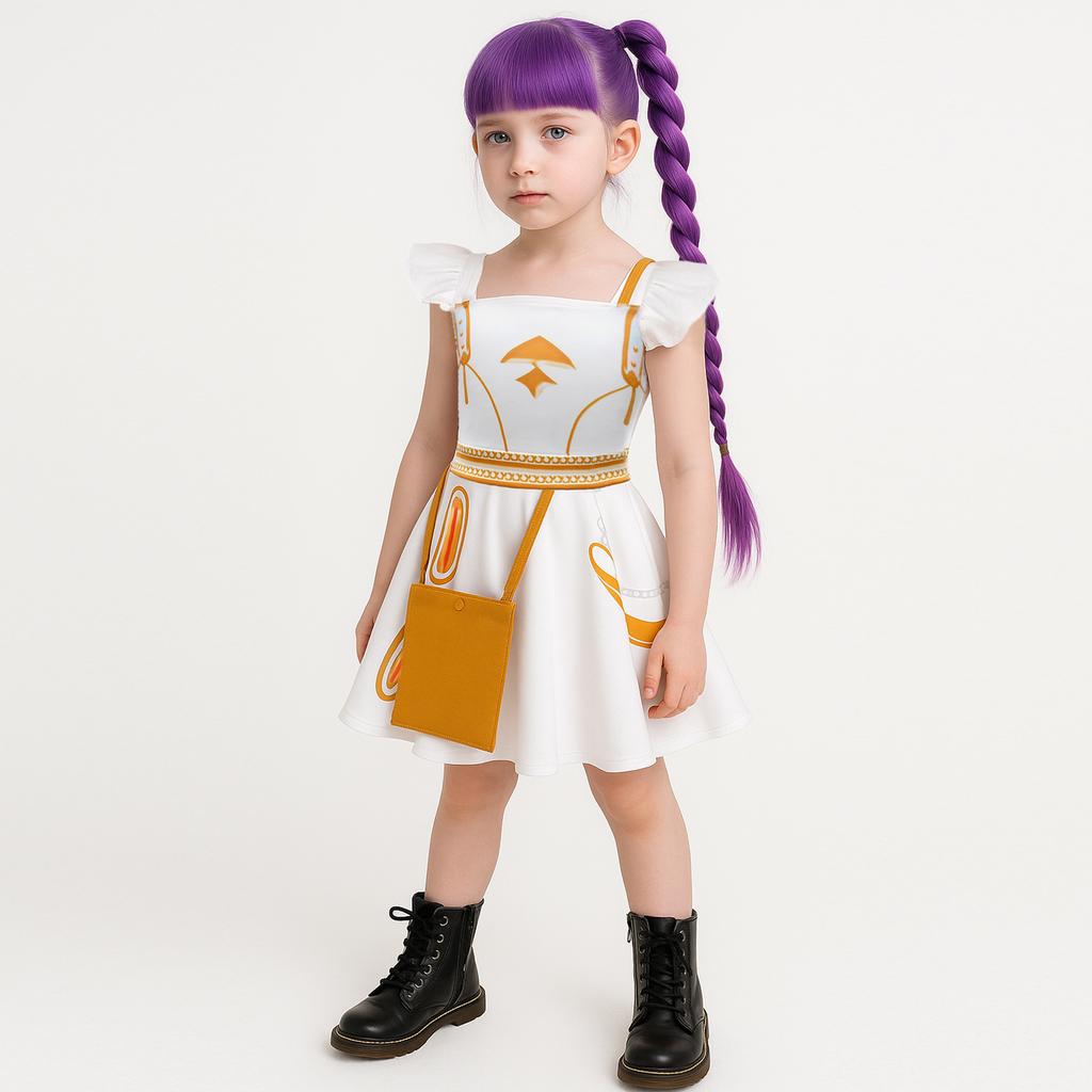 Kids Girls Casual Cute Cartoon Print Vest Sleeveless Dress Dance Cosplay Wear