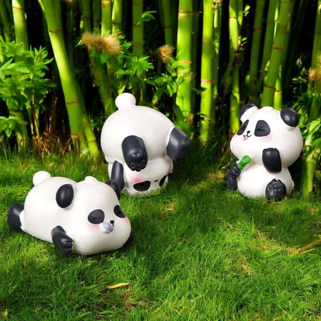 RENEWREVITAL Mini Miniature Set of Cute Animal DIY Car Bonsai Panda Figurines, Ornaments, 6, Figures, Desktop, Office, Decor, Gift, Landscape,