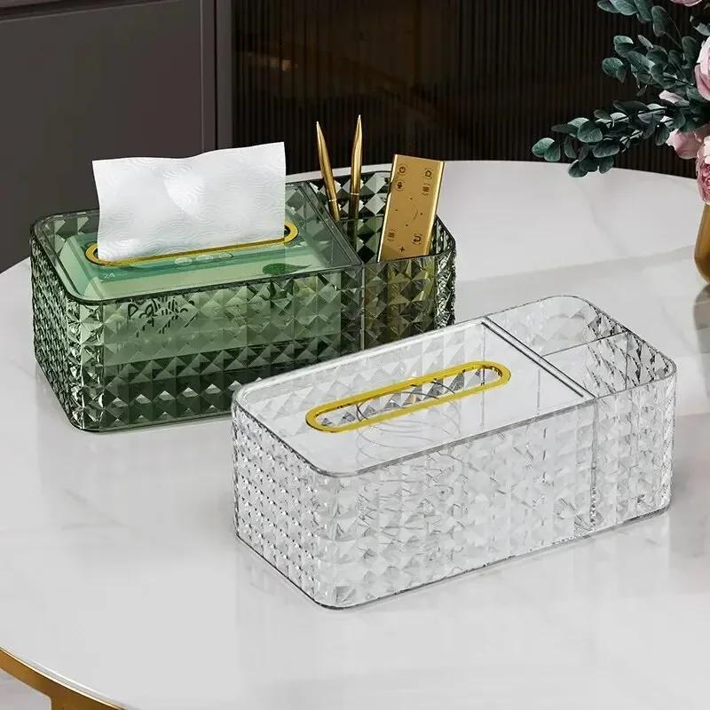Luxury Tissue Box Paper Towel Holder Bathroom Napkin Toilet Paper Dispenser Desktop Plastic Storage Box Home Decor Ornaments