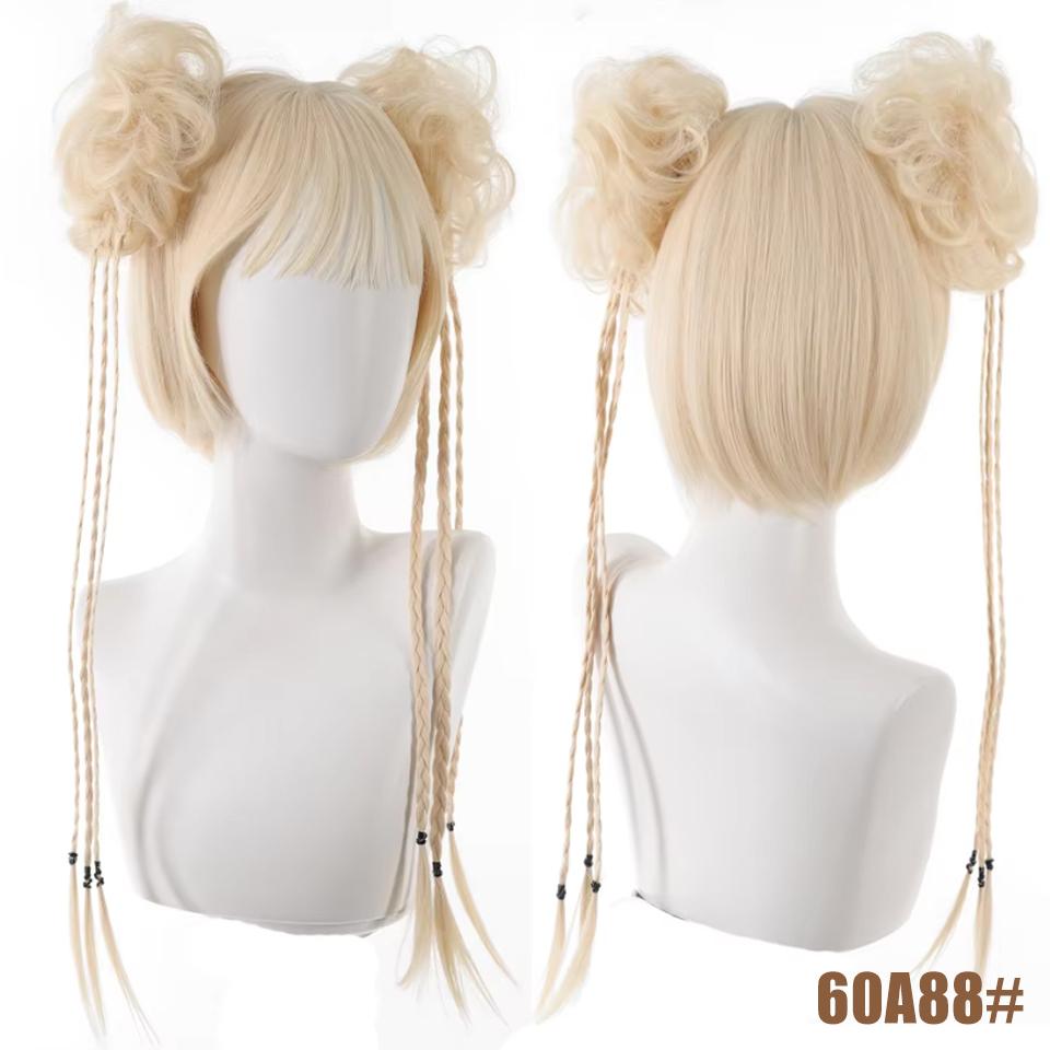 

WTB Белый Золотой Шар Голова Синтетический Парик Женский Косплей Хэллоуин Прямые Челки Кудрявые Волосы Пучок Коготь Зажим Весь Парик 50CM