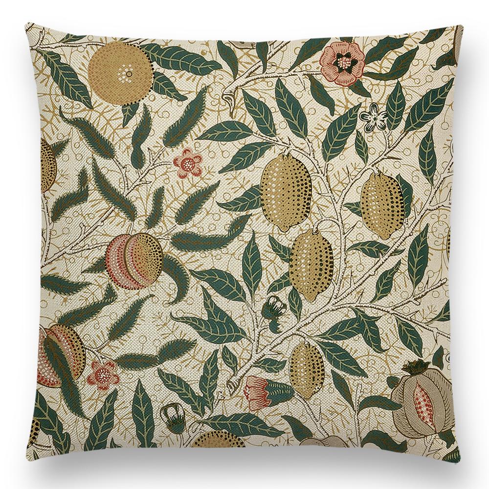 William Morris Thief Roter Kissenbezug, Leinen, Luxus-Überwurfkissen, Heimdekoration für Sofa, Wohnzimmer, Kissenbezug, 40 cm/45 cm/50 cm/60 cm