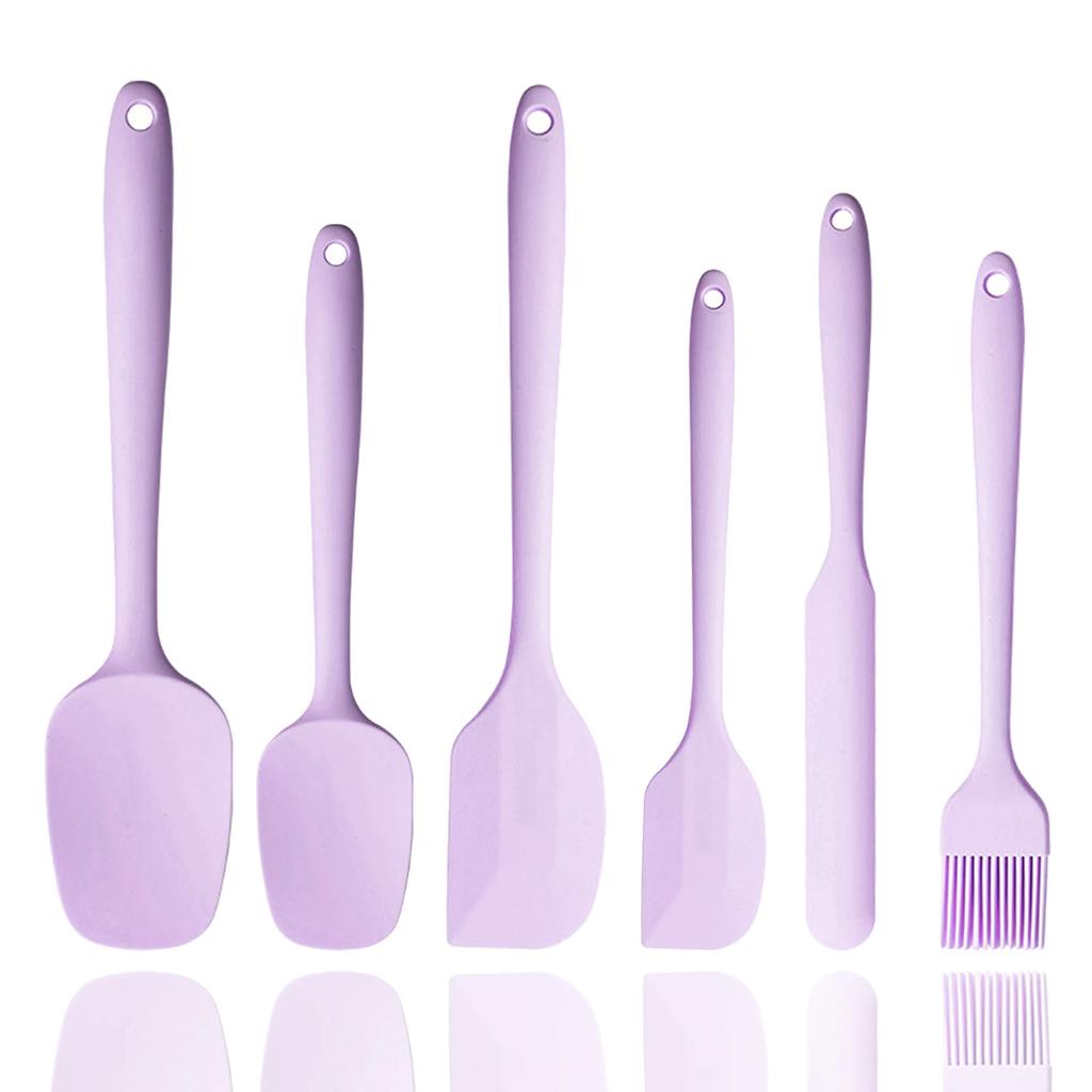 Set Spatole in Silicone Antiaderente 6 Pezzi Resistente al Calore Spatola da Crema Raschietto Cucchiaio Pennello con Anima in Acciaio Inossidabile Utensili da Cucina