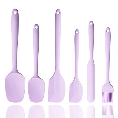 6Pcs Non-stick Silicone Spatula Set Heat Resistant Cream Spatula Scraper Spoon Brush With Stainless Steel Core Kitchen Utensils