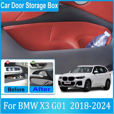 Car Door Storage Box For BMW X3 G01 Accessoire 2018 -2024 Auto Protective Door Slot Storage Pocket Organizer Boxes