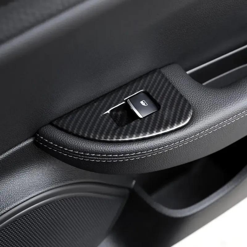 4Pcs ABS Carbon Fiber Window Lift Switch Button Frame Cover Trim For Alfa Romeo Giulia 2017 2018 2019 2020 Car Accessories LHD