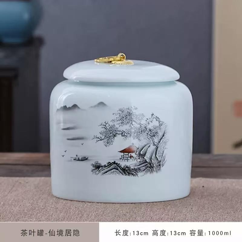 

Creative Lotus Ceramic Tea Caddy Sealed Multifunctional Food Container Moisture-proof Candy Nuts Coffee Bean Powder Storage Jar