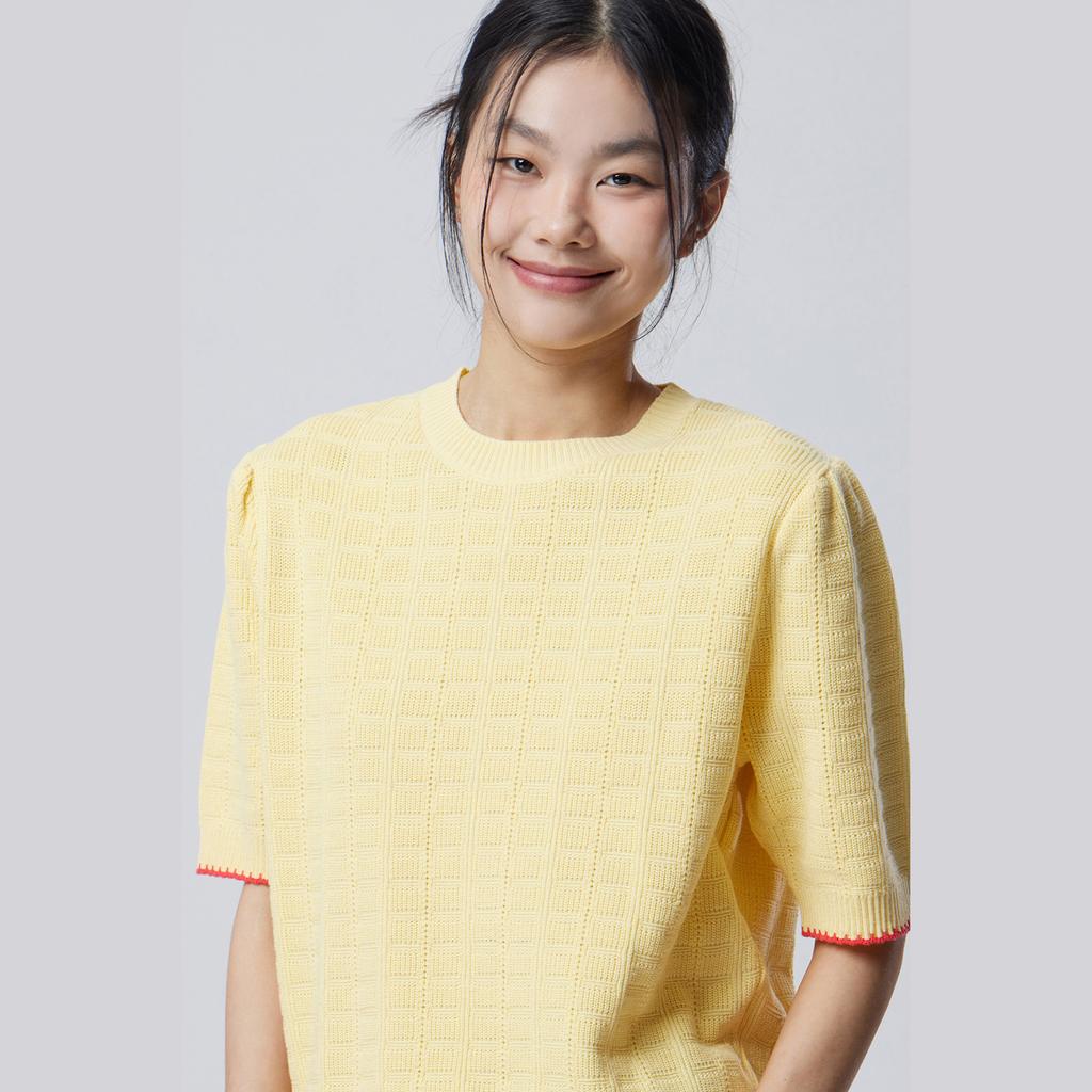 Benetong Contrast Line Puff Knit_Bakpf2611Ye