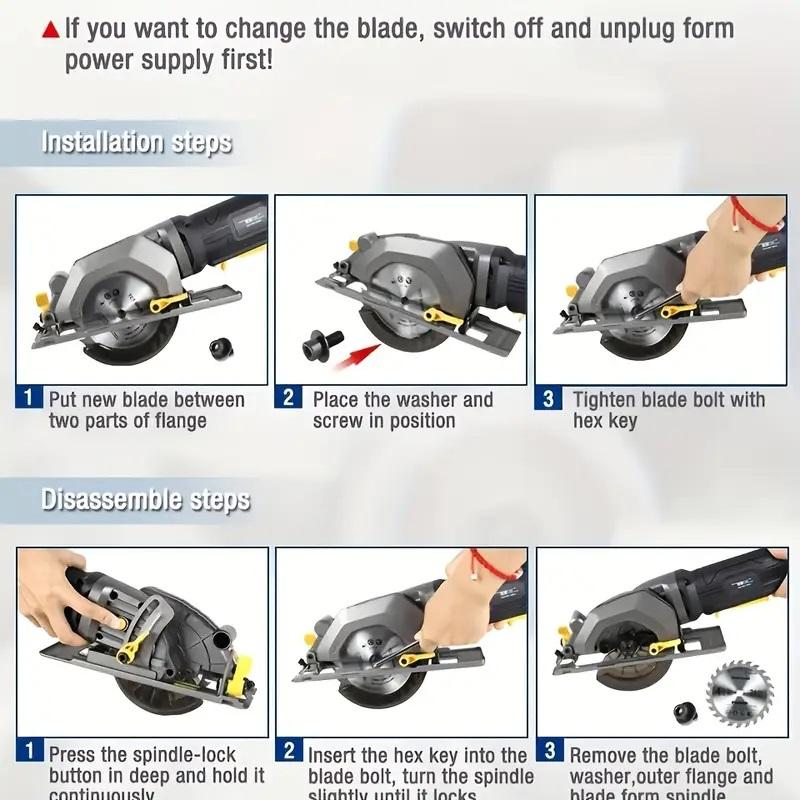 NEWONE Mini Circular Saw, 600W 3500RPM Corded Circular Saw, Compact Saw with Blade for Wood/Plastic Pipe Cutting