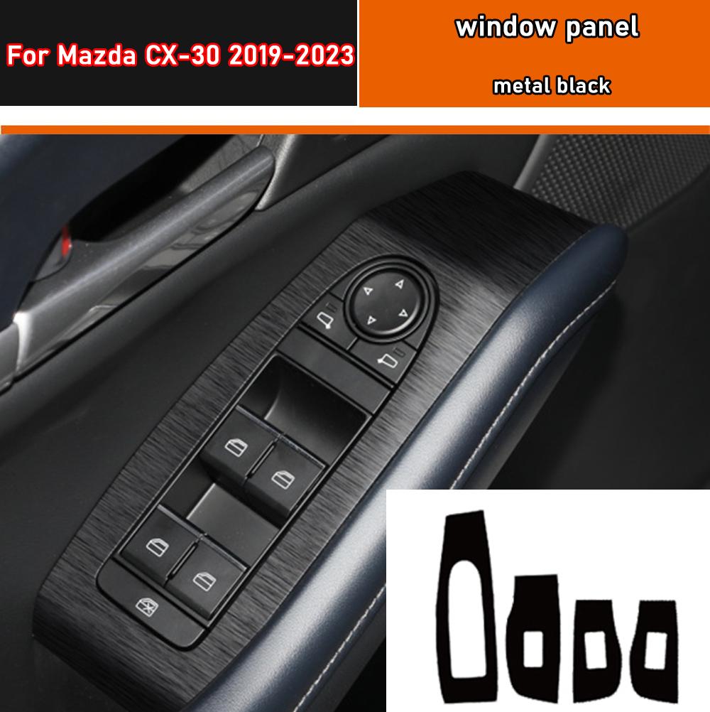 Car Interior Sticker Gear Box Protective Film For Mazda CX-30 2019-2025 Car window Panel Sticker Carbon Fiber Black