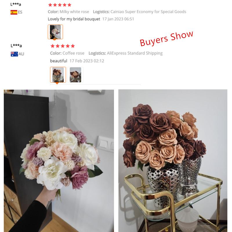 9 Köpfe 1 Bund Kamelienrose Kunstblume Haltebouquets Party Hochzeitszene Display Zimmer Heimdekor Falsche Blumengeschenke