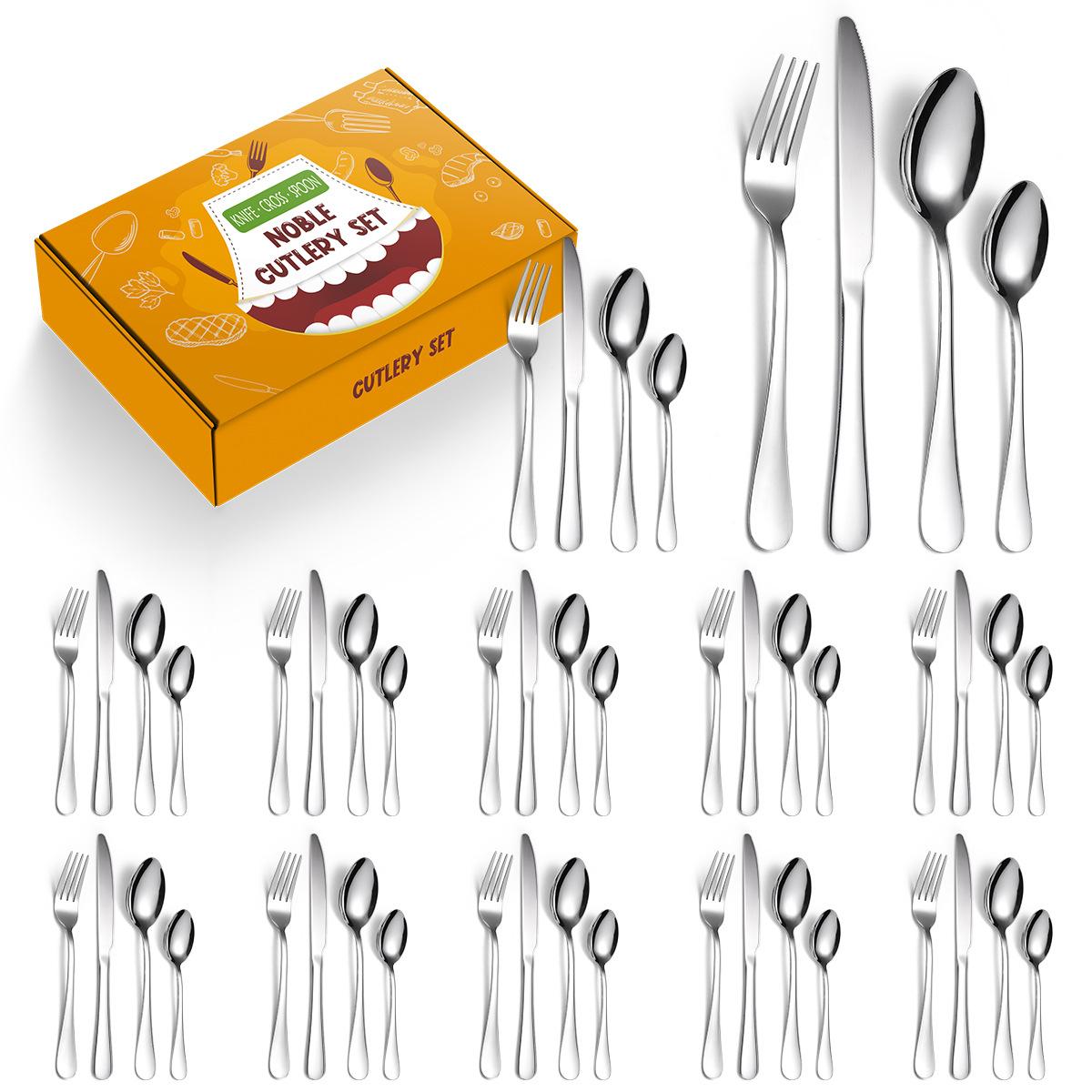 2026 Stainless Steel Cutlery Set 48 Pieces Set of Household Western Food Knives, Forks and Spoons Four-piece Set of High Value Quantity 48