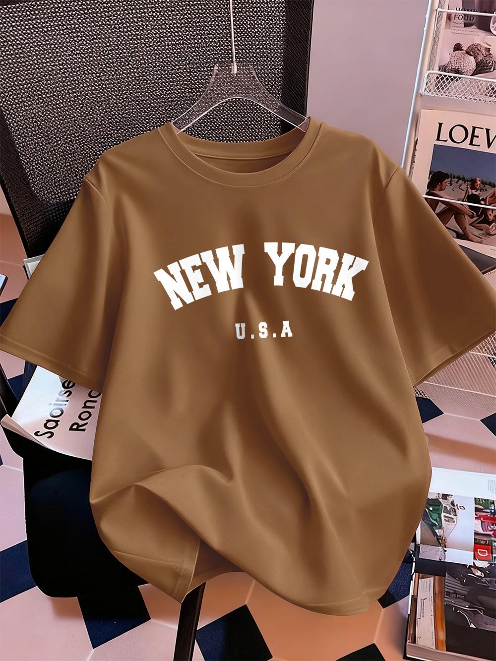 

New York The Emipure City Prints TShirts Womens Summer Cotton Short Sleeve T Shirt ONeck Comfortable Loose Tops Casual Clothes S