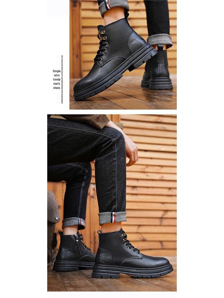 Botas Martin Britânicas de Outono para Homem - Versátil, Antiderrapante, Impermeável, Resistente ao Desgaste, Calçado de Trabalho e Desportivo Casual