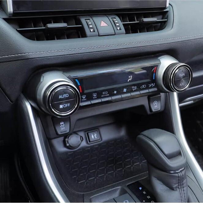Black Console Air Condition Adjust Knob Ring Cover For Toyota RAV4 2019-2025