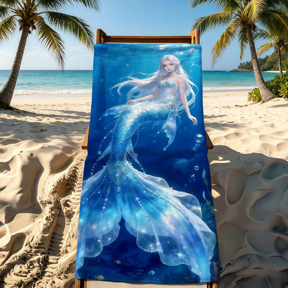 Mermaid Cartoon Anime Towel For Outdoor Camping Beach Towel Super Absorbent Quick-Drying Summer Towel