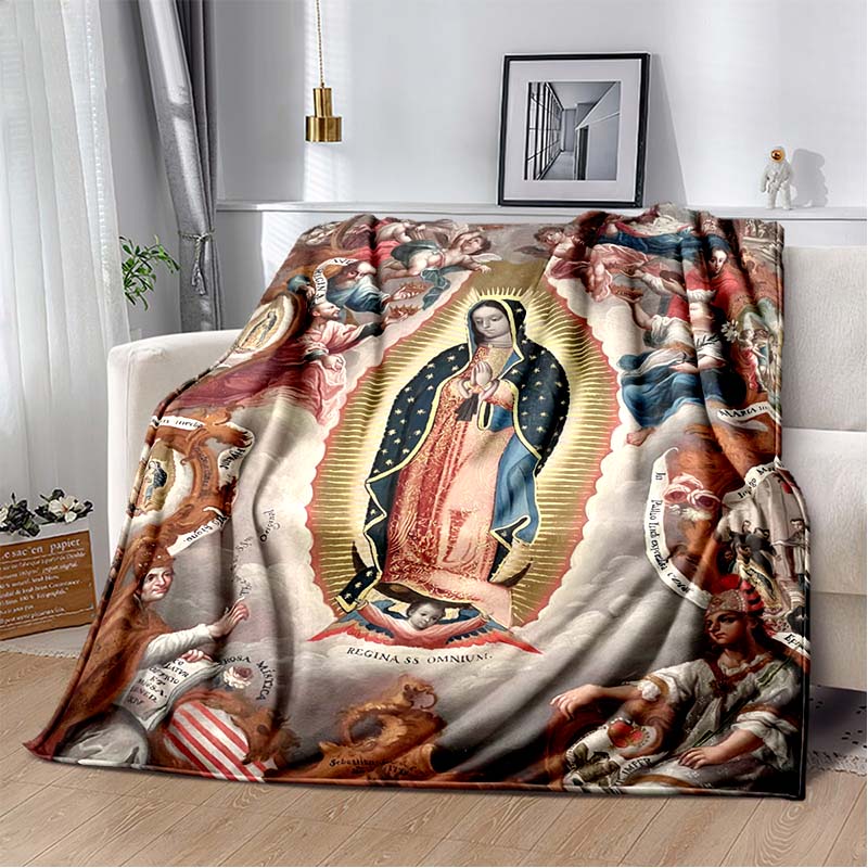 1 PC 3D printed flannel blanket (Our Lady of Guadalupe pattern) home blanket birthday gift. Customizable.