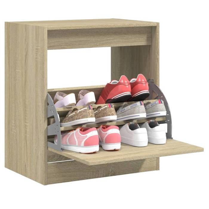 VidaXL Shoe Cabinet Sonoma Oak 60x42x69 Cm Engineered Wood 839982
