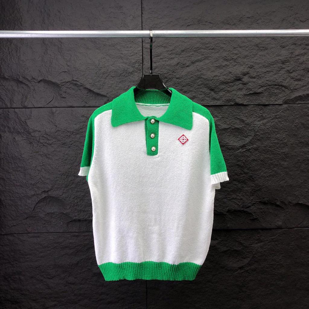 European Style Knit Patchwork Polo - Unisex Design Top