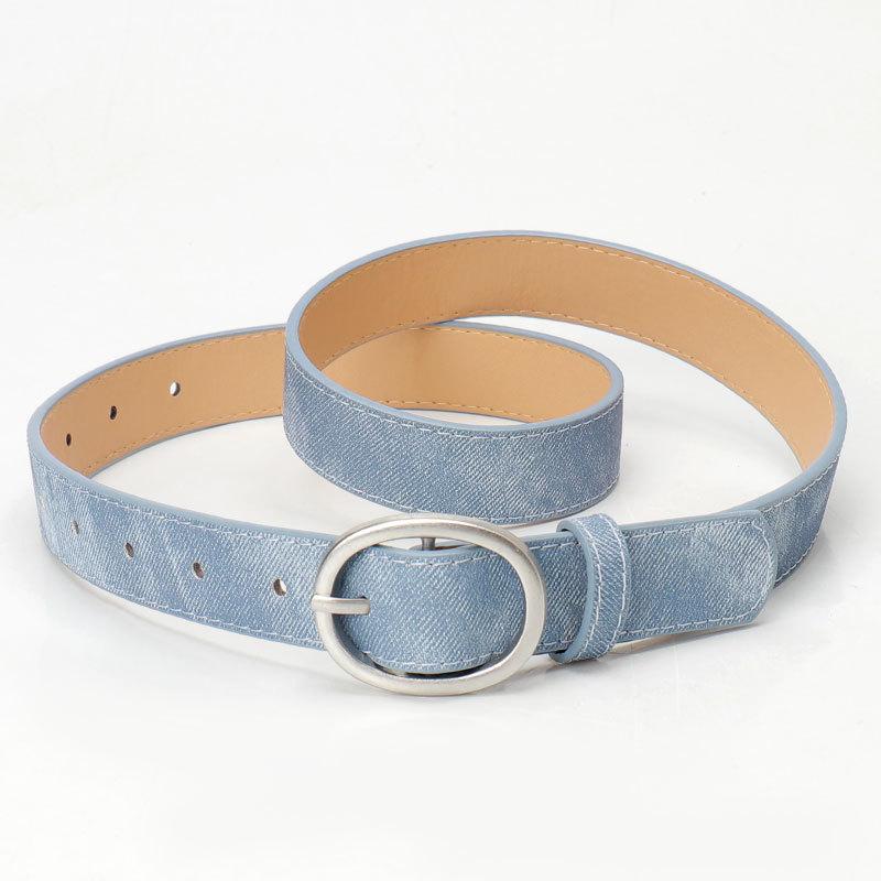New Women's Belt Personalized Denim Leather Belt Casual Simple Jeans Decorative Pin Buckle Belt Women