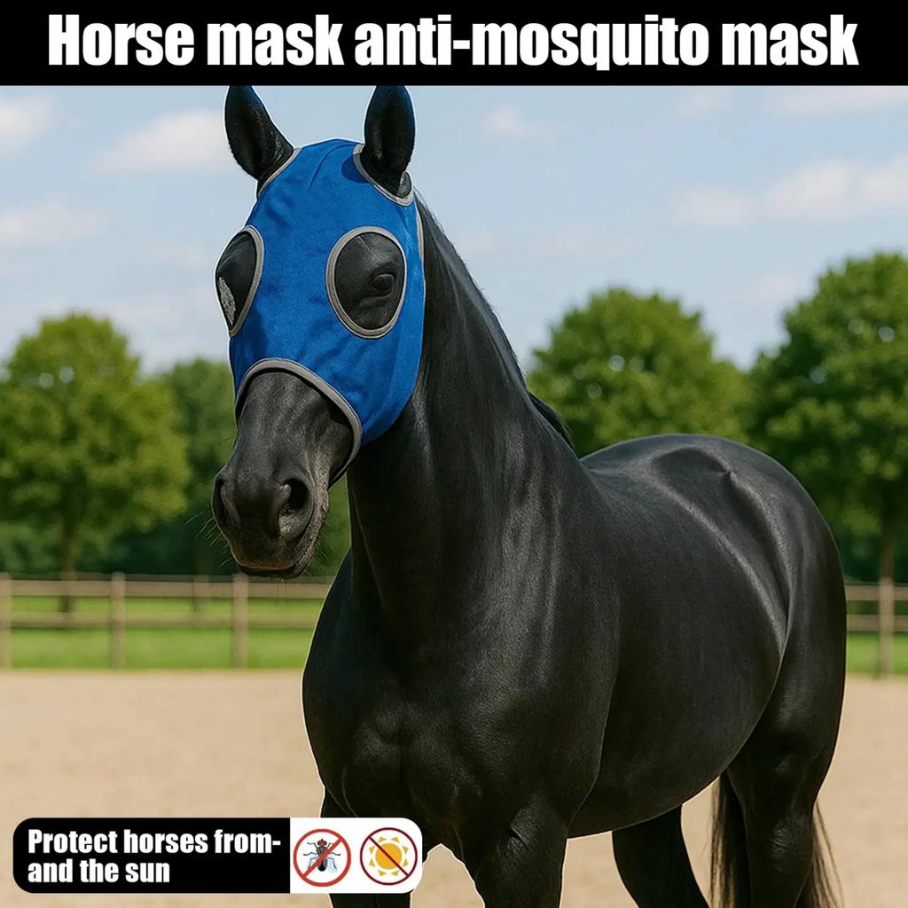 Breathable Mesh Face Mask Mosquito Repellent Horse Face Cover Adjustable Horse Face Mask Eye Protection Equestrian Activities