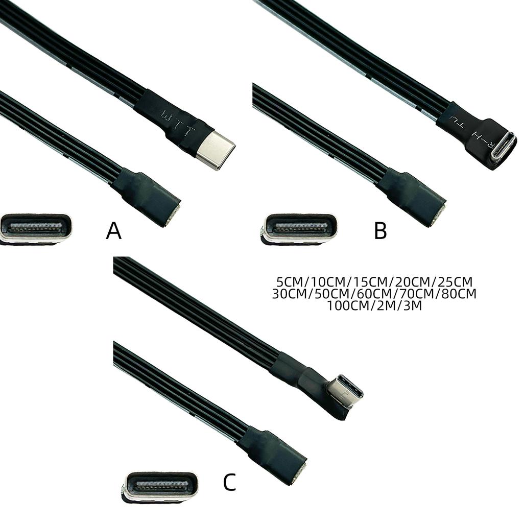 USB C Male to USB C Female Extension Cable 90 Degree Ribbon Flat USB C Cable 18W Charging Data Transfer 480Mbps