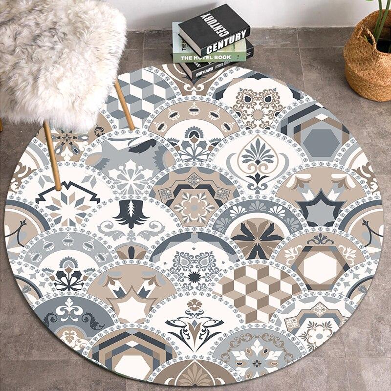 Kreslený kulatý koberec do obývacího pokoje Vintage koberec Kreativní plocha Velký koberec Kulatý koberec Rohožka Koberce do ložnice Koupelna