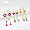 New Trendy Venezuela Country Flag Earrings Gold Plated Heart Guitar Parrot Drop Earrings for Women Daily Party Patriotic Gift