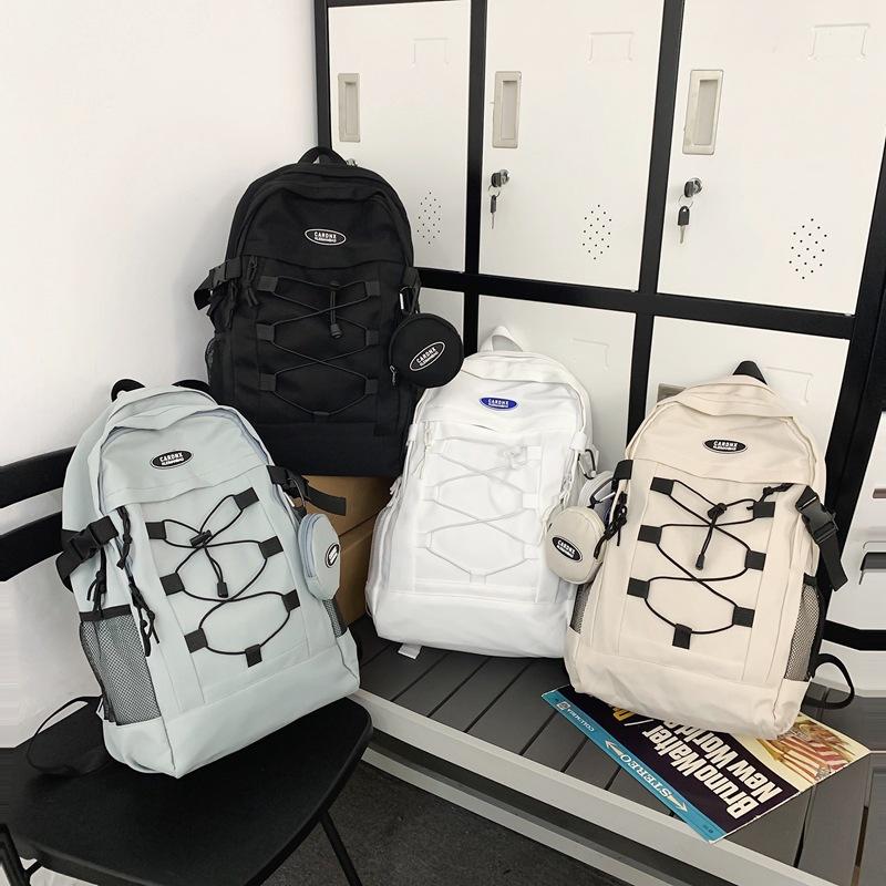 School bag student large capacity spring drawstring junior high school student travel daily commute backpack