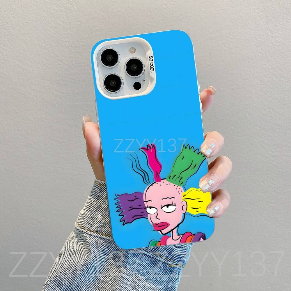 R-Rugrats Funny Cartoon Phone Case For iPhone 16,15,14,13,12,11,8,7,Pro,Max,Plus,Mini,XS,SE White Candy Matte Shockproof Cover
