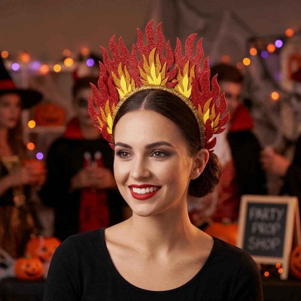 Třpytivá Halloweenská Čelenka Tvaru Ohně Tvaru Ohně Čelenka Festivalová Dekorace