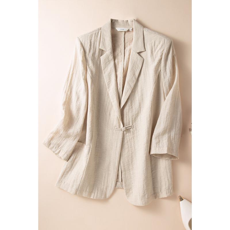 Women s Slimming Linen Blend Short Suit Jacket - 2026 Spring/Summer Collection L
