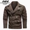 Men's leather jacket imitation pigskin PU jacket oblique zipper large lapel collar European size trendy men's jacket