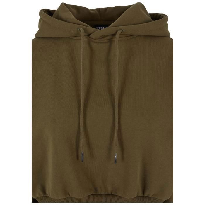 Sweatshirt à capuche - Urban Classics - Vert olive - Manches longues - 100% coton - Coupe oversize